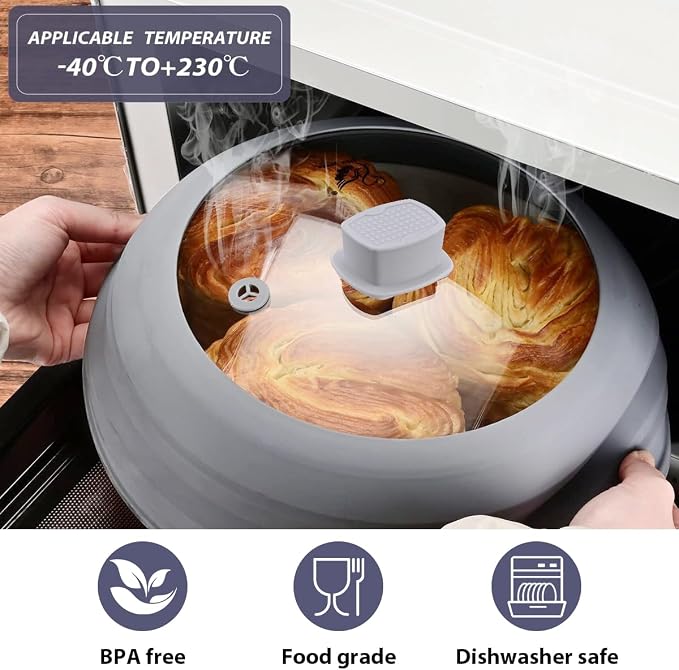 Tall Microwave Splatter Cover Glass Cover Guard Lid 5.8 inch Height - Image 2