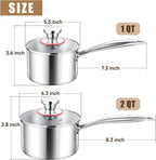 E-far Stainless Steel Saucepan Set - 1Qt & 2 Qt - Image 2