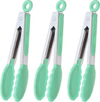 HINMAY Mini Tongs with Silicone Tips 7 Inches Silicone Cooking Tongs by HINMAY