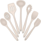 E-far Silicone Cooking Utensils Set, 7-Piece Khaki Heat Resistant Kitchen by E-far