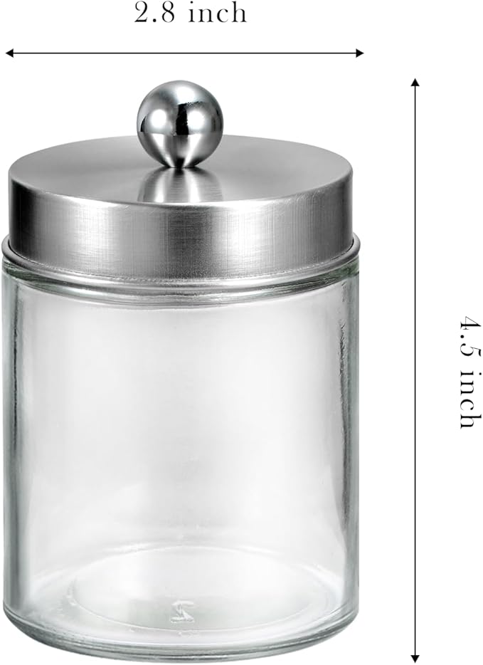 SheeChung 3-Pack Brushed Nickel Glass Apothecary Jars - Image 6