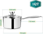 P&P CHEF 1 Quart Tri-Ply Stockpot and Saucepan, Stainless Steel Sauce Pan - Image 2