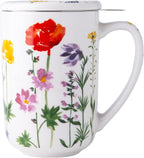 AmorArc Porcelain Tea Mug with Infuser and Lids, 18 Oz Coffee Cup Strainer with by AmorArc