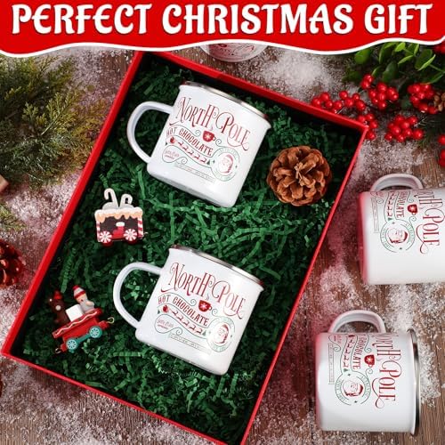 Christmas Enamel Mug Set of 12, 12 oz North Pole Hot Chocolate Mug Christmas Coffee Mugs Funny Novelty Holiday Mugs Stocking Stuffer Gift for Kids Women Friends Coworkers Family - Image 6