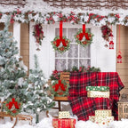 Syhood 2 Pcs 9 Inch Lighted Small Christmas Wreaths for Kitchen Cabinet - Image 5