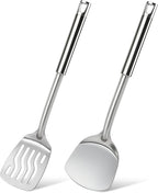 2 Pcs Stainless Steel Spatulas Set, Metal Spatula Solid & Slotted Turner by Unknown