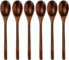 AOOSY Spoons, Wooden Spoons for Eating, 6 Pieces Japanese Natural Soup Spoons by AOOSY