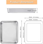 E-far Baking Pans Set of 2, 12.4” x 9.6” x 2” Stainless Steel Rectangular Cake - Image 2