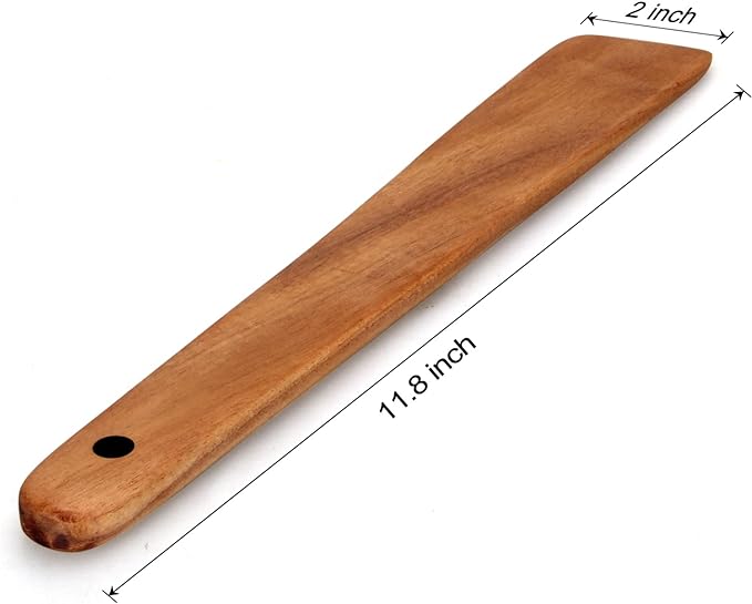 12 Inch Teak Wood Spatula for Cooking Non Toxic Kitchen Utensil Scraper Spurtle - Image 6