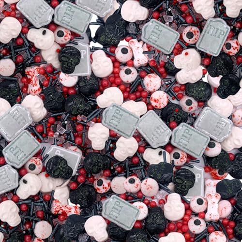 Sentovac Halloween Sprinkle Tombstone Skull Bloody Eyes Bones Red Peals Sprinkles Mix Edible for Cake Decorating Sugar Candy Cookie Cupcake Topper Baking Decorations Halloween Christmas Supplies - Image 4