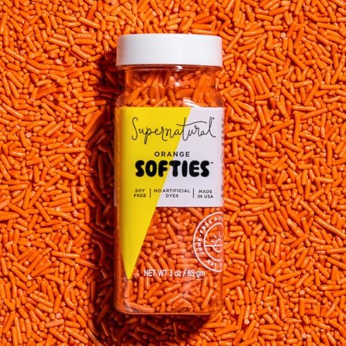 Supernatural Orange Softies Sprinkles, Dye-Free Vegan Dessert Decor, 3oz by Supernatural