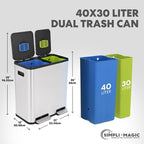 Simpli-Magic 70 Liter / 18.5 Gallon Rectangular Hands-Free Dual Compartment - Image 3