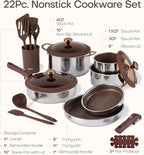 CAROTE 22PCS Stainless Steel Cookware Set, Ceramic Hybrid Nonstick Pots and - Image 2