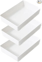 3 Pack White Plastic Drawer Organizer Tray Cutlery Utensil Makeups Drawer by ihomecooker