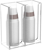 Richboom Acrylic Coffee Cup and Lid Storage Organizer Holder, 2 Compartments - Image 4