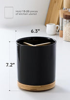 LoeJan 3 Compartment Utensil Holder, Extra Large Utensil Crock, Stable Ceramic - Image 2