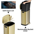 KdbK 13 Gallon Trash Can with Lid, 50L Fingerprint Proof Stainless Steel - Image 3