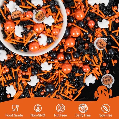 Edible Halloween Pumpkin Sprinkles,Fall Sprinkle for Cake Decorating,130g - Image 3