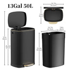 KdbK 13 Gallon Trash Can with Lid, 50L Fingerprint Proof Stainless Steel - Image 6
