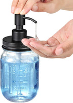 Amolliar Mason Jar Liquid Soap Dispenser, 16OZ Refillable Glass Soap Dispenser - Image 4