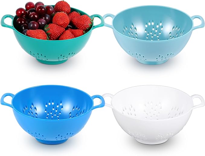 Baderke 4 Pack Mini Colander for Kitchen Plastic Berry Strainer by Baderke