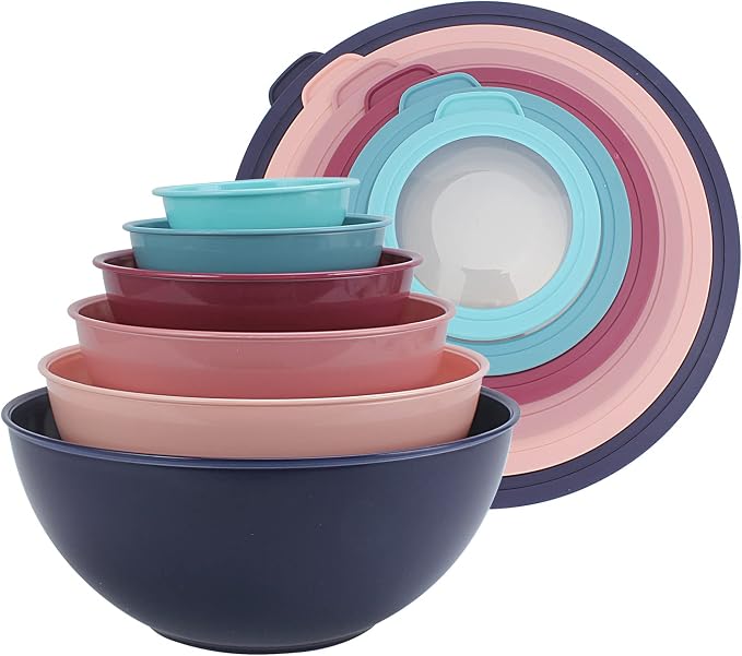 COOK WITH COLOR Mixing Bowls with TPR Lids by CookwithColor
