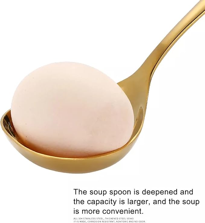 Comicfs 2 Pack Gold Gravy Ladle, SUS 304 Stainless Steel Soup Ladle, Small Soup - Image 3