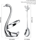 AnSaw Silver Small Coffee Spoon Holder Set, Swan Base - Image 2