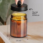 Amolliar Amber Glass Qtip Holder, Apothecary Jars - Image 3