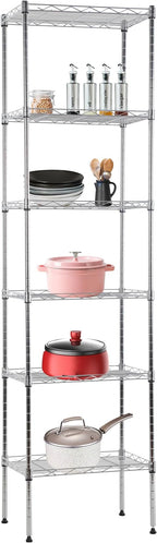 BestOffice | 6-Tier Wire Storage Shelves | 17x12x64 | Chrome | by BestOffice
