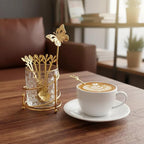 6PCS Coffee Spoons Set with Glass Holder, Small Stainless Steel Gold Tea Spoon - Image 6