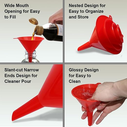 Kitchen Funnel Set 6 Pcs, 2 Collapsible Silicone Funnels - Image 6