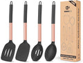Pack of 4 Silicone Cooking Utensils Set, Non Stick Large Solid Spatulas by BUNDLEPRO