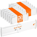 Lifewit 4" Tall 12 Pack Drawer Dividers, 27-42cm/10.5-16.5" Expandable Drawer by Lifewit