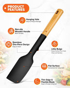 Silicone Heavy-Duty Spatula, Sturdy Bpa-Free Matte Silicone, Wooden Handle - Image 4