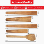 SLATE & ROYCE 5-Piece Acacia Wood Utensil Set, Non-Toxic Wooden Kitchen Tools - Image 3