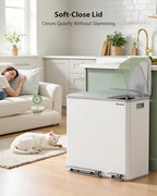 Dual Trash and Recycling Bins for Kitchen, 13.2 + 5.2 Gal Stainless Steel Trash - Image 4