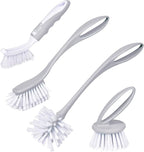 Dish & Bottle Brush Set, 4-Piece Kitchen Cleaning Brushes, Plastic Handles by Perastra