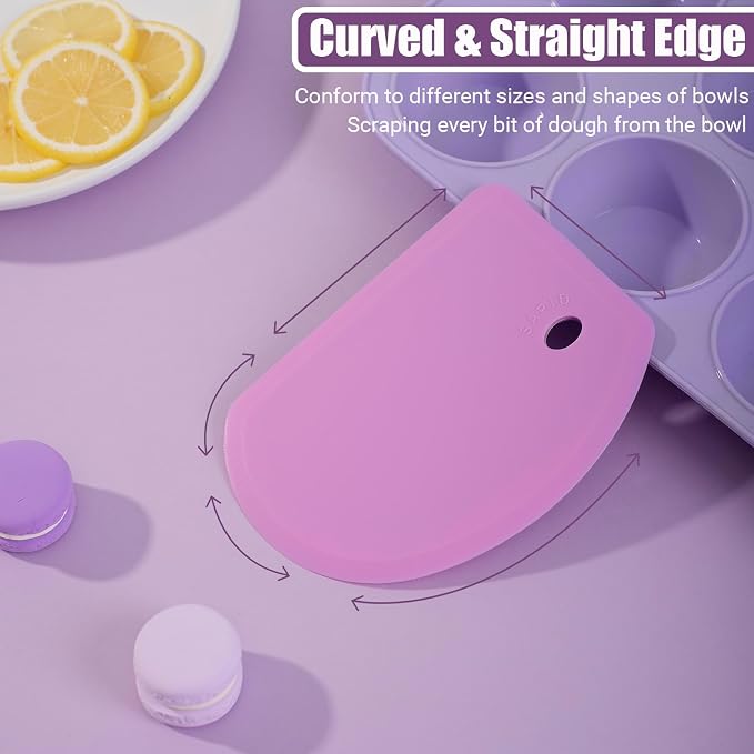Silicone Dough Scraper with Stainless Steel Sheet, Curved Edge Flexible Bowl - Image 4