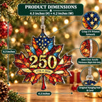USA 250th Anniversary Ornament - Patriotic Maple Leaf Ornament 1776-2026 - America 250 Christmas Decor - Historic Keepsake - Gift for Patriots - Image 4