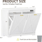 Double Tilt Out Trash Can Cabinet, Wooden Farmhouse Kitchen Garbage Bin - Image 2