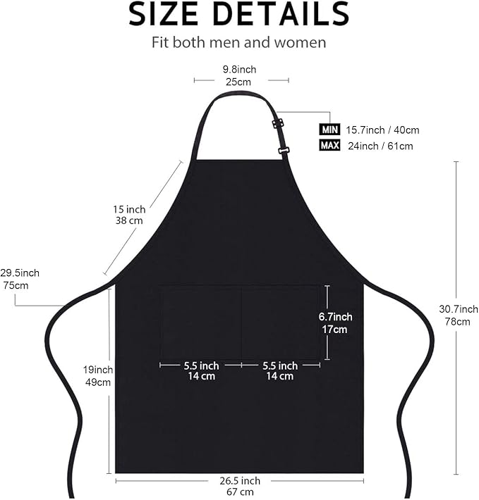 4 Packs Chef Apron, Adjustable Aprons - Image 2