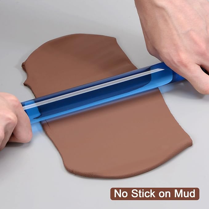 HARFINGTON Acrylic Clay Roller 7.28 Inch x 1 Inch Solid Non-Stick Plastic Round - Image 5