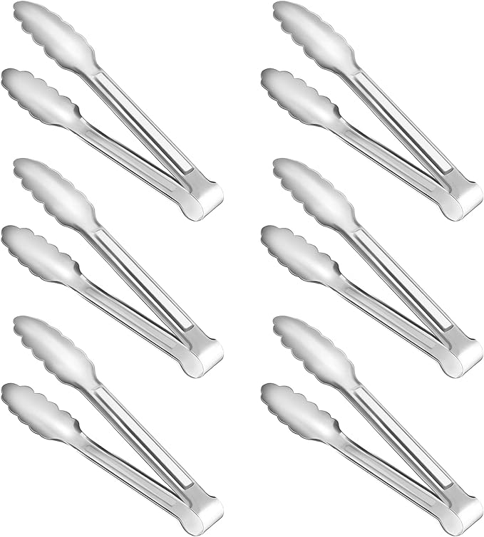 6 Pack Serving Tongs Kitchen Tongs, Buffet Tongs, Stainless Steel Food Tong by Must-havesForYourKitchen
