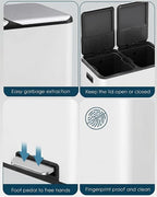 ComfyCorner 16 Gal Dual Trash Can, Stainless Steel Kitchen Garbage Bin - Image 3