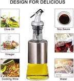 Mincham Olive Oil Dispenser - 7oz Glass & Stainless Steel Oil & Vinegar Cruet - Image 2