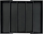Utoplike Bamboo Drawer Organizer Kitchen Utensils, Adjustable Black Silverware by Utoplike