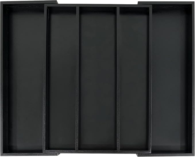 Utoplike Bamboo Drawer Organizer Kitchen Utensils, Adjustable Black Silverware by Utoplike