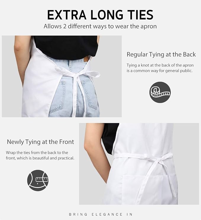 Syntus 12 Pack Bib Apron, Unisex Aprons Adjustable Thicker Version Waterdrop - Image 6