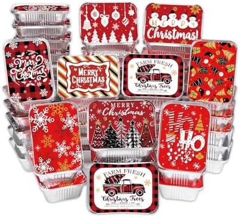 DIYDEC 36PCS Christmas Aluminum Food Containers Foil storage Tin with Lids by DIYDEC